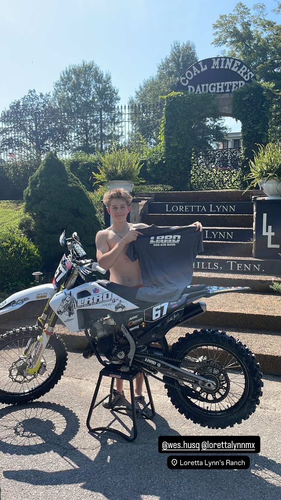 Weston Floyd with LRRD bike number 67 at Loretta Lynn's Ranch